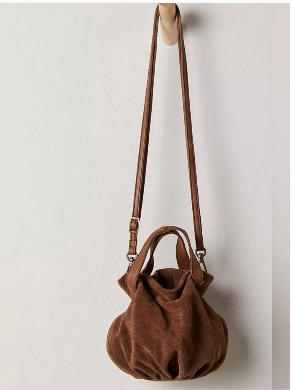 Free People NWT Collection Sochi Small Suede Leather Brown Tote Bag